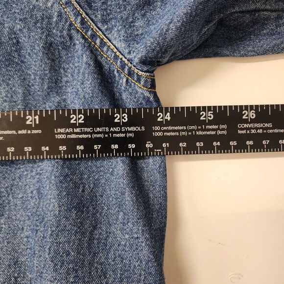 Don’t Mess With Texas Denim Jacket Women L Blue Western Boho Aztec Embroidered - Picture 12 of 15